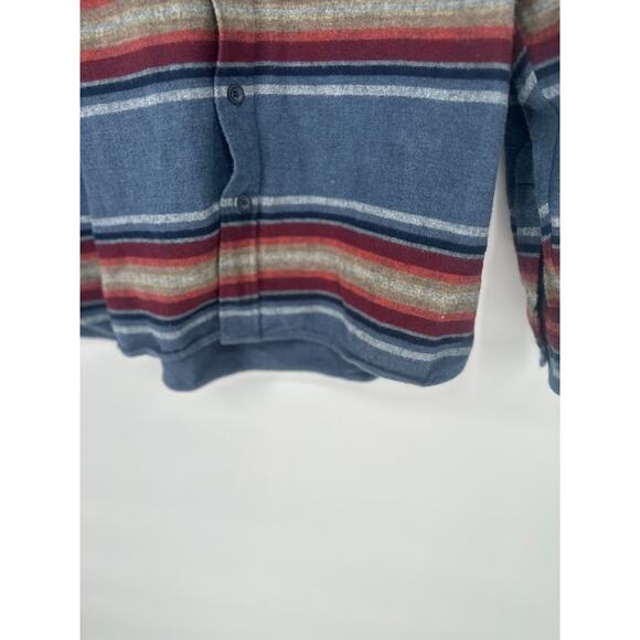 LL Bean Flannel Shirt Serape Chamois Southwest Stripe Mens Medium Western Boho - Picture 4 of 7